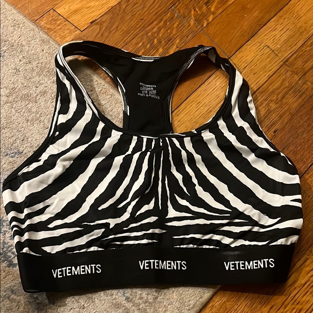 Vetements Black and White Zebra Leggings and sports bra set